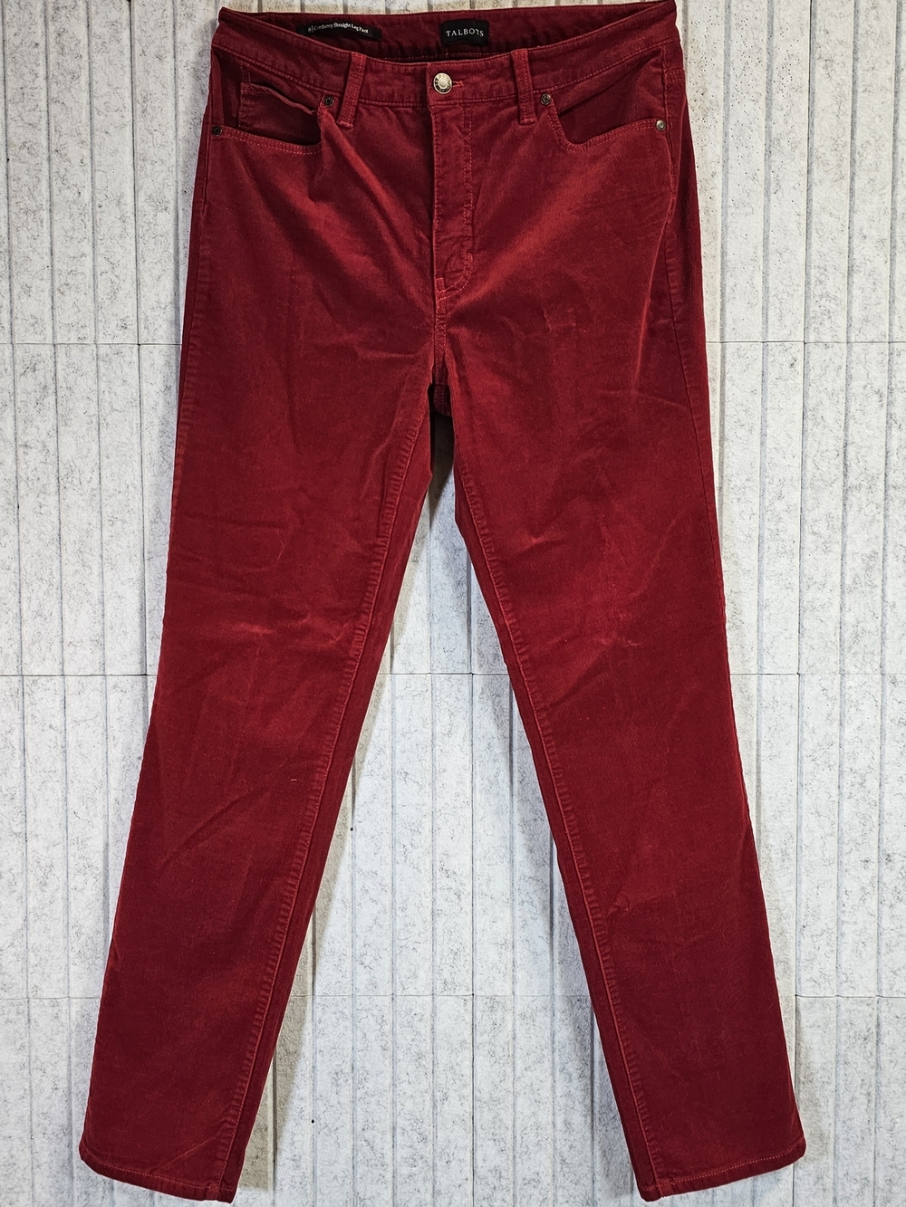Talbots Red Corduroy Pants Size 8 Straight Leg Classic Stretch Velvet Feel